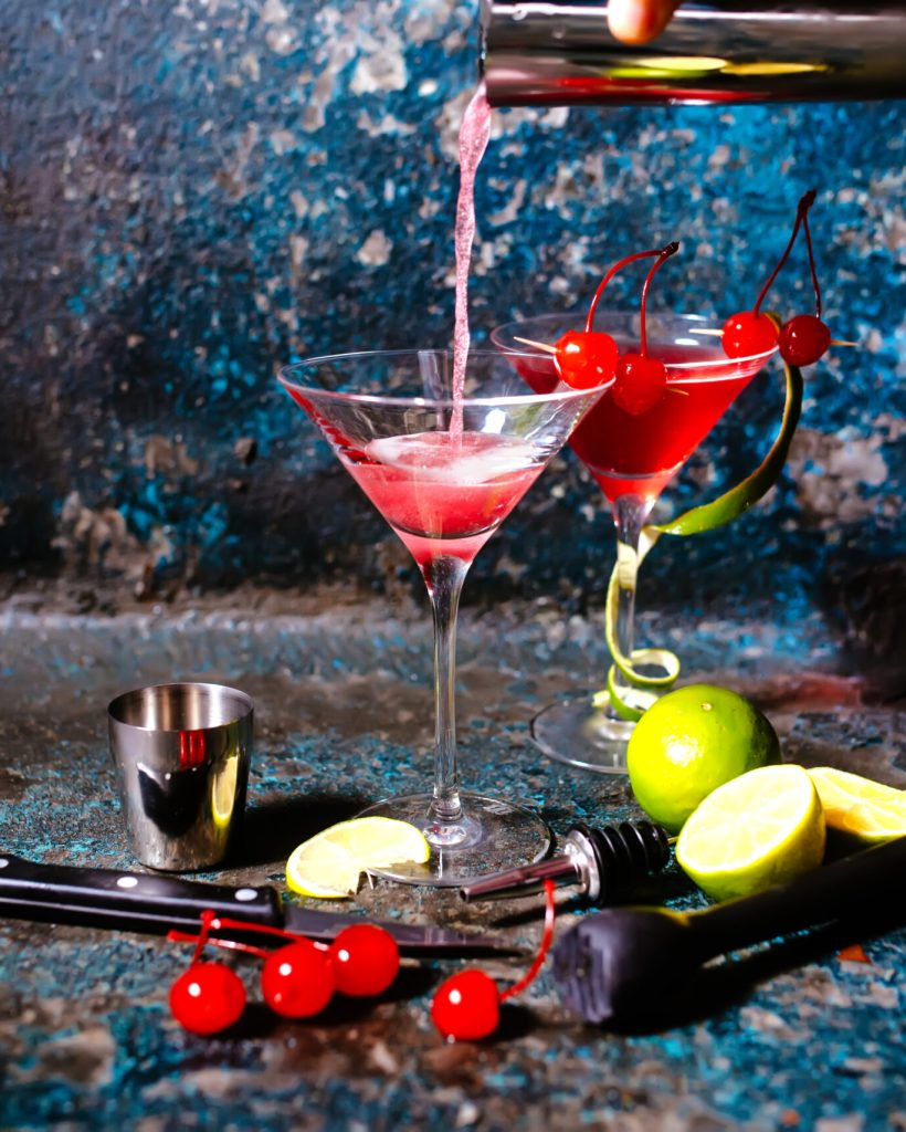 Bartender Preparing Cranberry Juice And Vodka - Cosmopolitan Alc
